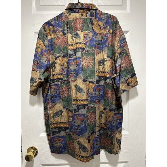 Tori Richard Size XL Men’s Hawaiian Shirt Fish Turtles Palm Trees Resort Beach - Picture 6 of 6